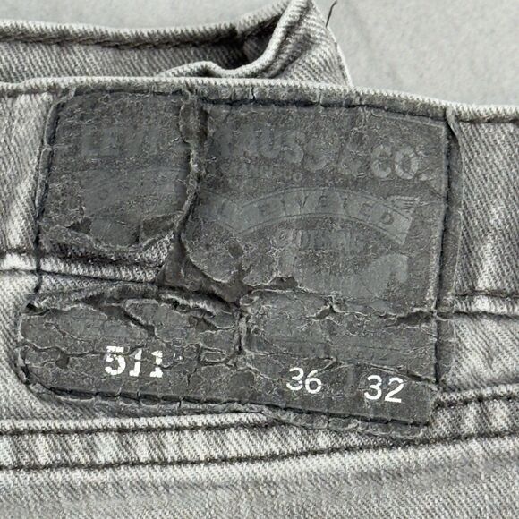 Levi's 511 Jeans Slim Skinny Straight Mens Gray Med Wash Low Rise Size 36x32 - Picture 4 of 16